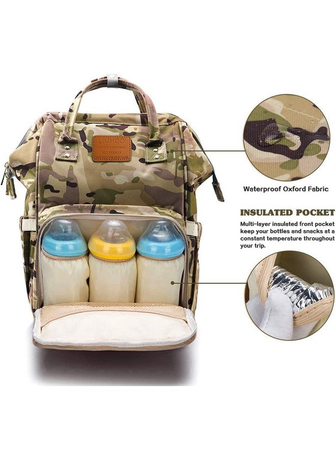 Diaper Bag Backpack For Men Dad Waterproof Large Canvas Camo Nappy Bags Baby Care Bag (Camo)