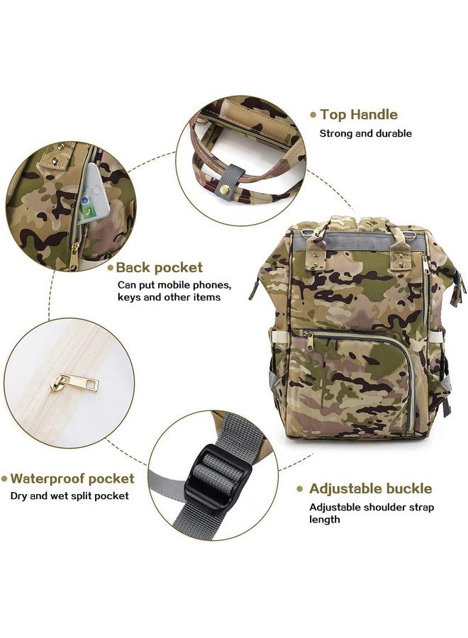 Diaper Bag Backpack For Men Dad Waterproof Large Canvas Camo Nappy Bags Baby Care Bag (Camo)