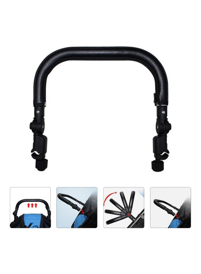 Baby Stroller Armrest Black Pu Leather Bumper Universal Handle Detachable Stroller Rod Replacement Stroller Bumper