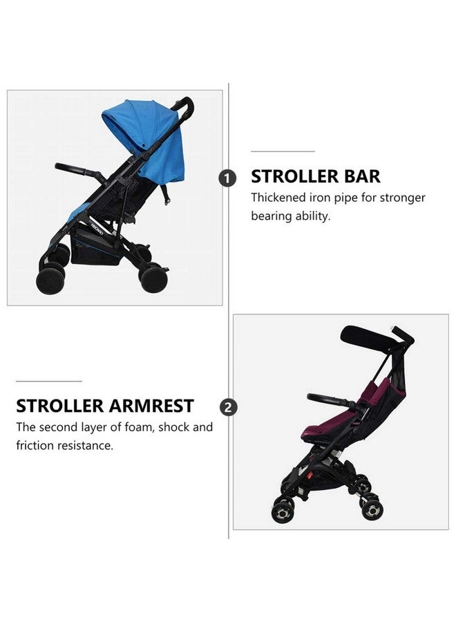 Baby Stroller Armrest Black Pu Leather Bumper Universal Handle Detachable Stroller Rod Replacement Stroller Bumper