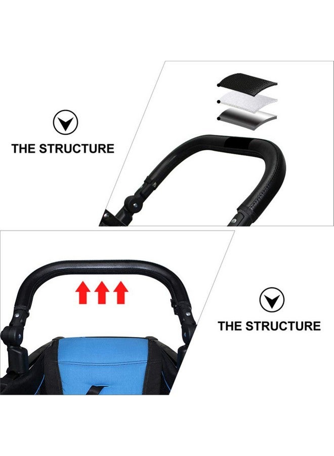 Baby Stroller Armrest Black Pu Leather Bumper Universal Handle Detachable Stroller Rod Replacement Stroller Bumper