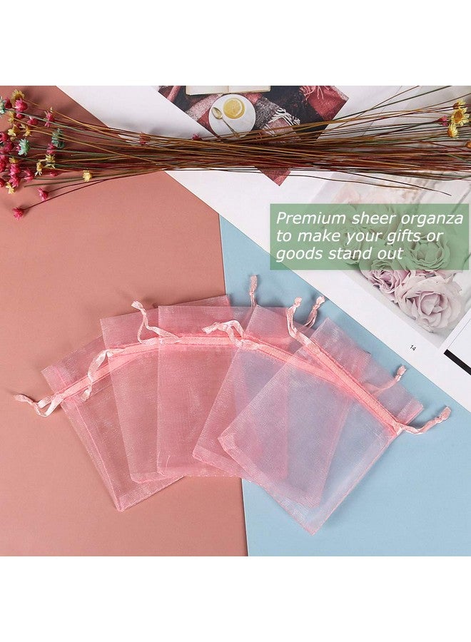 Blush Pink Organza Bags 3X4 Inch 100Pcs Mesh Gift Bags Jewelry Pouches Drawstring Empty Sachet For Shower Party Favor Present Giveaways