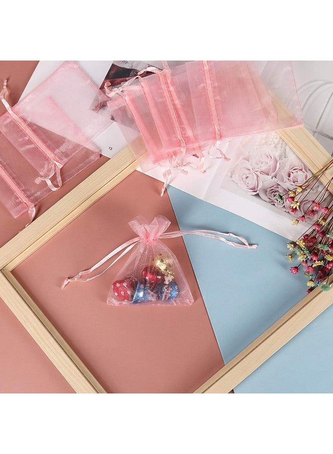 Blush Pink Organza Bags 3X4 Inch 100Pcs Mesh Gift Bags Jewelry Pouches Drawstring Empty Sachet For Shower Party Favor Present Giveaways