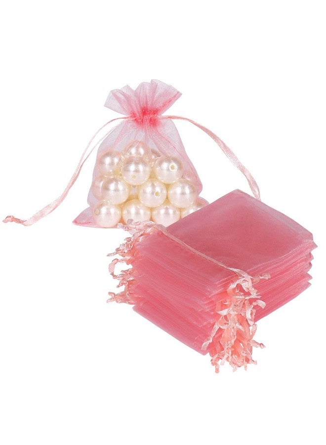 Blush Pink Organza Bags 3X4 Inch 100Pcs Mesh Gift Bags Jewelry Pouches Drawstring Empty Sachet For Shower Party Favor Present Giveaways