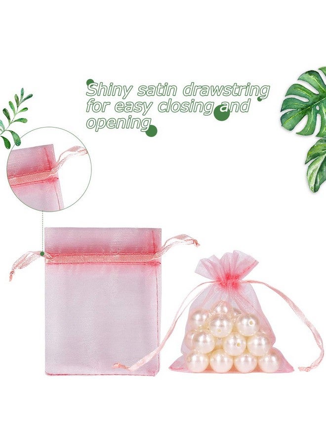 Blush Pink Organza Bags 3X4 Inch 100Pcs Mesh Gift Bags Jewelry Pouches Drawstring Empty Sachet For Shower Party Favor Present Giveaways