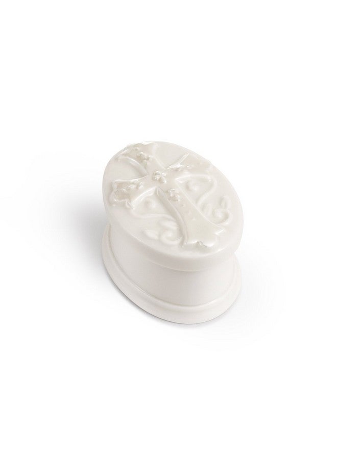 Rosary Classic White 3 X 2 Glossy Porcelain Decorative Trinket Box Set