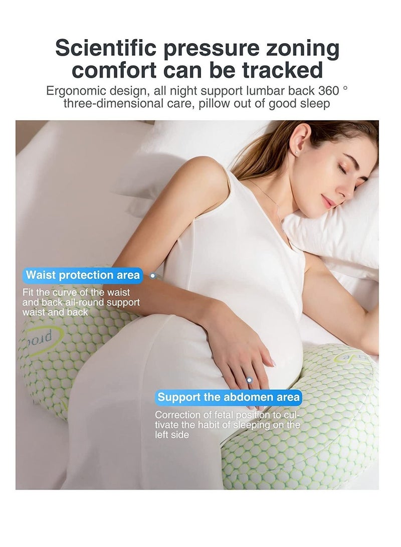 Pregnancy Pillows for Sleeping, Maternity Pillow, Body Pillow Support the Back, Legs, Belly, and Hips of Pregnant Women, Detachable Adjustable with Cover