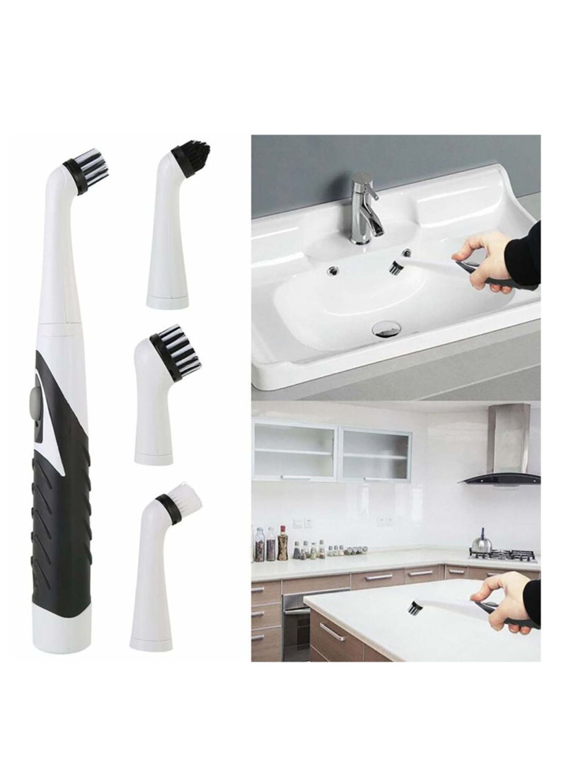 Electric Cleaning Brush Set, Durable Sonic Sink Scrubber with 4 Head Tool Power Brush, Handheld Small Scrub Brushes, for Deep Crevice
