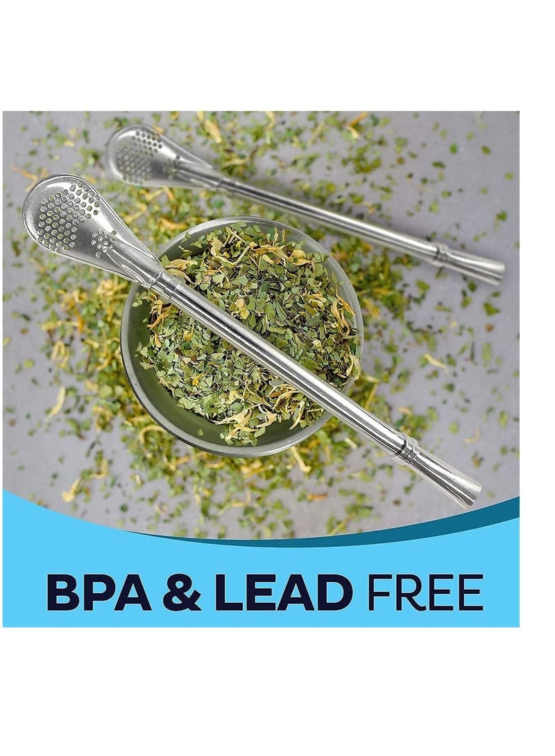 Yerba Mate Tea Cup And Bombilla Straw Set 12oz double-wall Stainless Coffee Water Natural Gourd Kit For Loose Leaf Drinking Easy to Clean