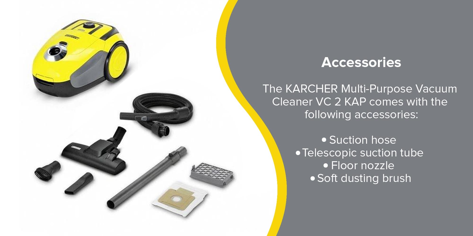 Multi Purpose Vacuum Cleaner 2.8 L 700 W VC 2 KAP Yellow/Black