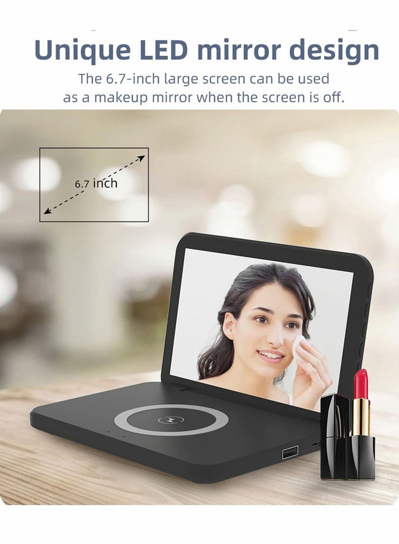 Mirror Surface LED Electronic Clocks with Wireless Charger Auto Brightness Digital Alarm ClockTemperature Display