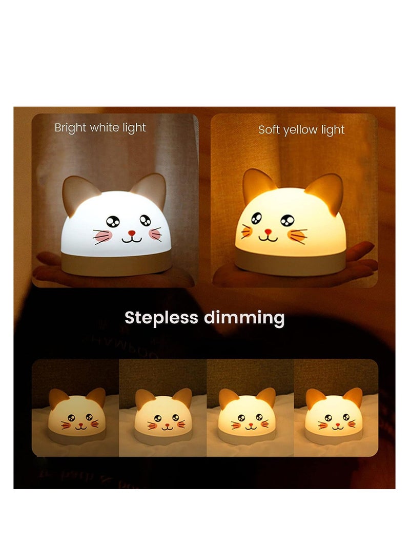 Kids Alarm Clock with Night Light, Cute Cat Digital for Kids, Toddlers 12/24H Calendar and Rechargeable Sleep Trainer Boys Girls Bedroom