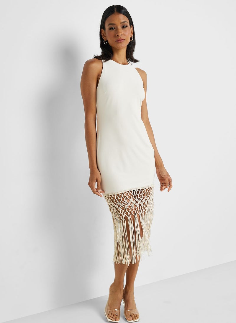 Fringe Hem Midi Dress