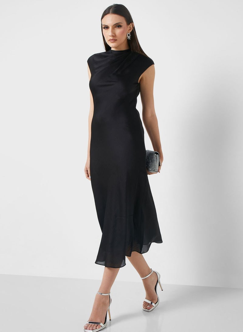 Draped Neck Tiered Dress