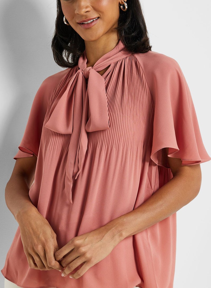 Flute Sleeve Tie Detail Top