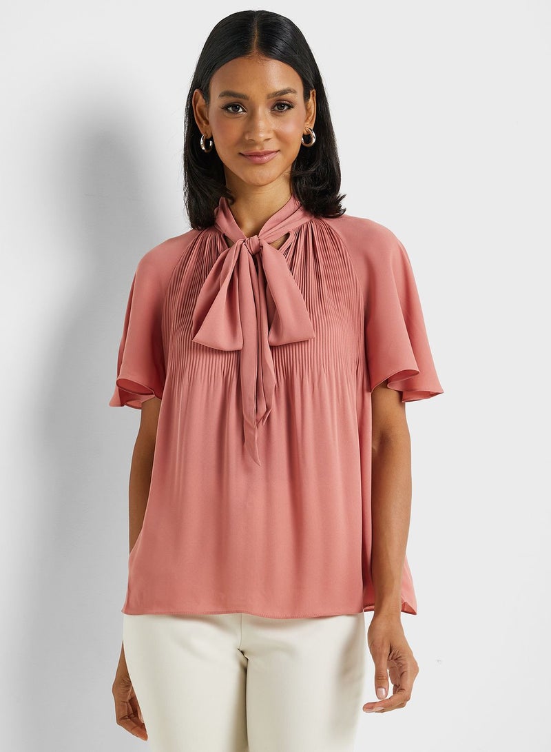 Flute Sleeve Tie Detail Top