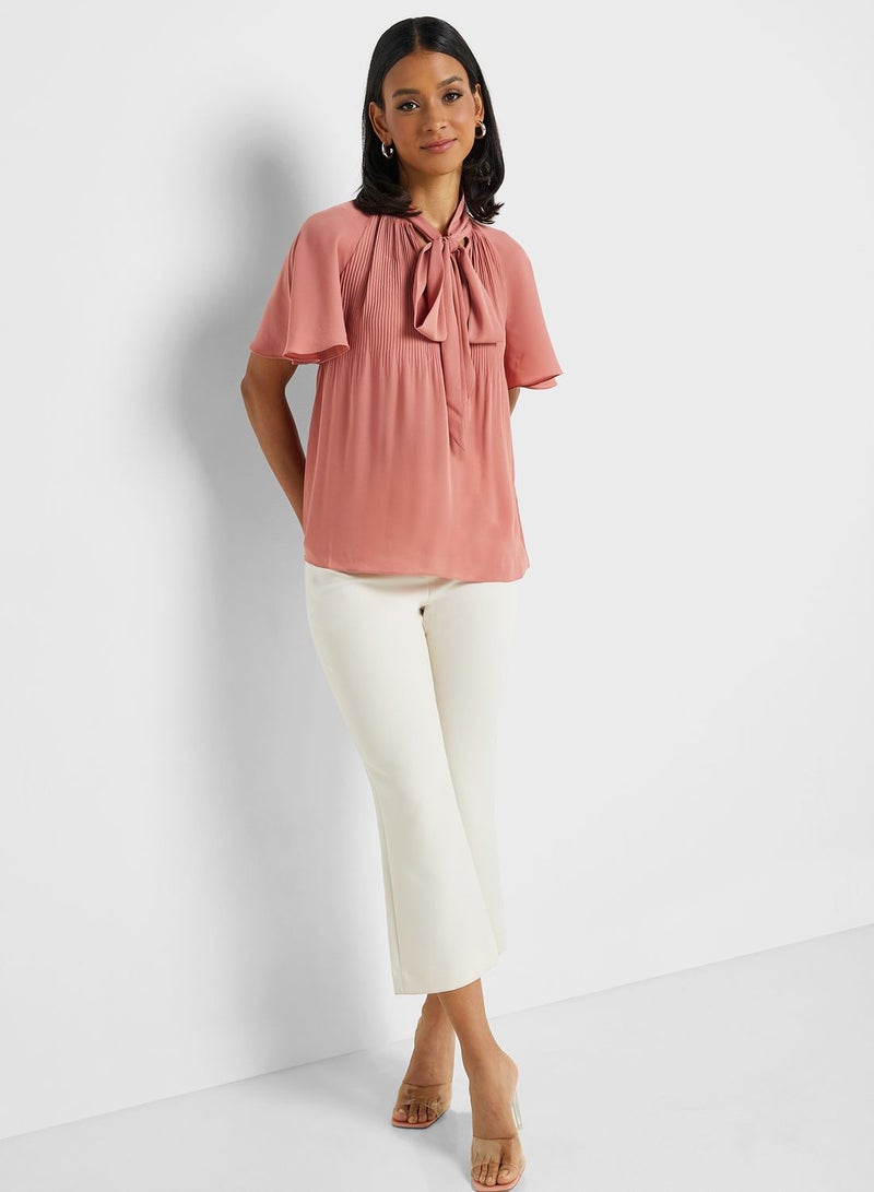 Flute Sleeve Tie Detail Top