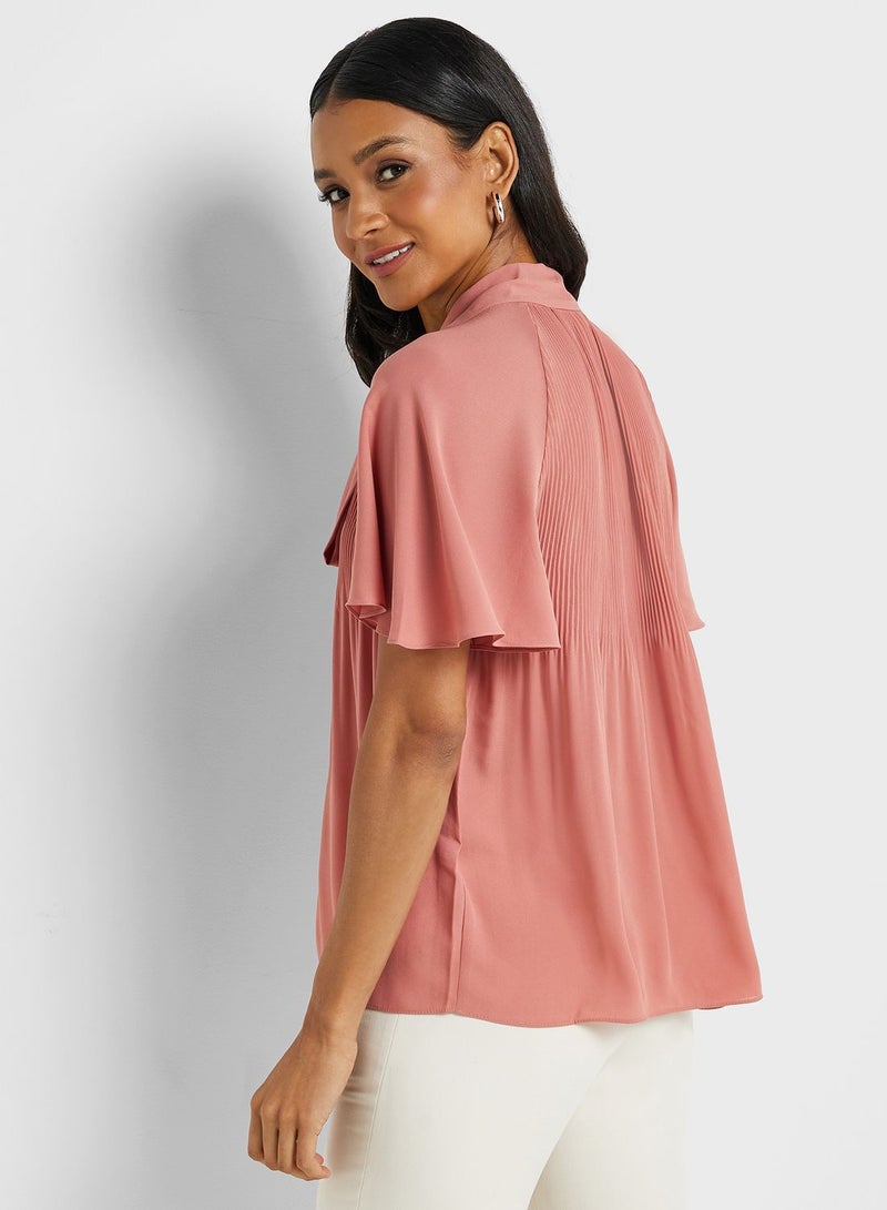 Flute Sleeve Tie Detail Top