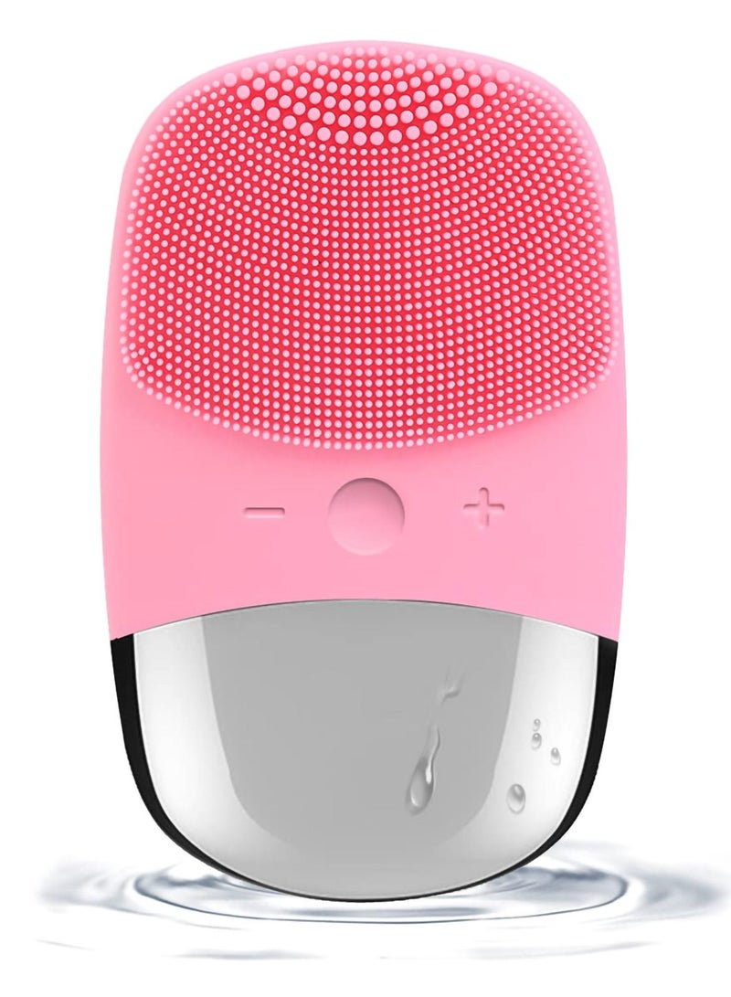 Facial Cleansing Brush, Silicone Face Scrubber, IPX7 Waterproof, Pink