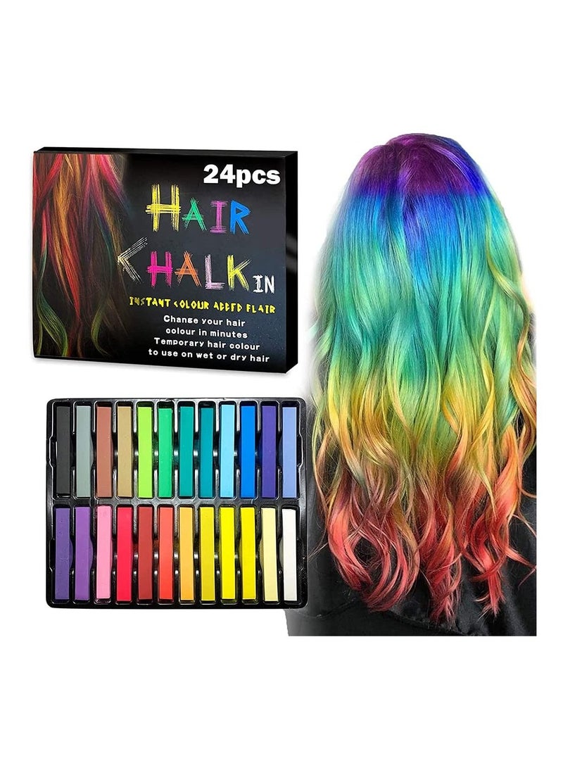 Hair Chalk Colorations, 24 Colors Temporary Color, Colorful Professional Waxy Multiple Color Options, for Carnival Party Birthday