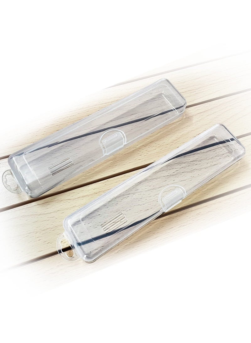 SYOSI 2 Pcs Tongue Scraper Cases, Travel Cases for Clear Storage Boxs Scraper/Dental Floss/Toothbrush/Chopsticks/Stationery Transparent Organize Home Use