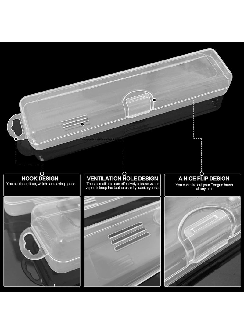 SYOSI 2 Pcs Tongue Scraper Cases, Travel Cases for Clear Storage Boxs Scraper/Dental Floss/Toothbrush/Chopsticks/Stationery Transparent Organize Home Use