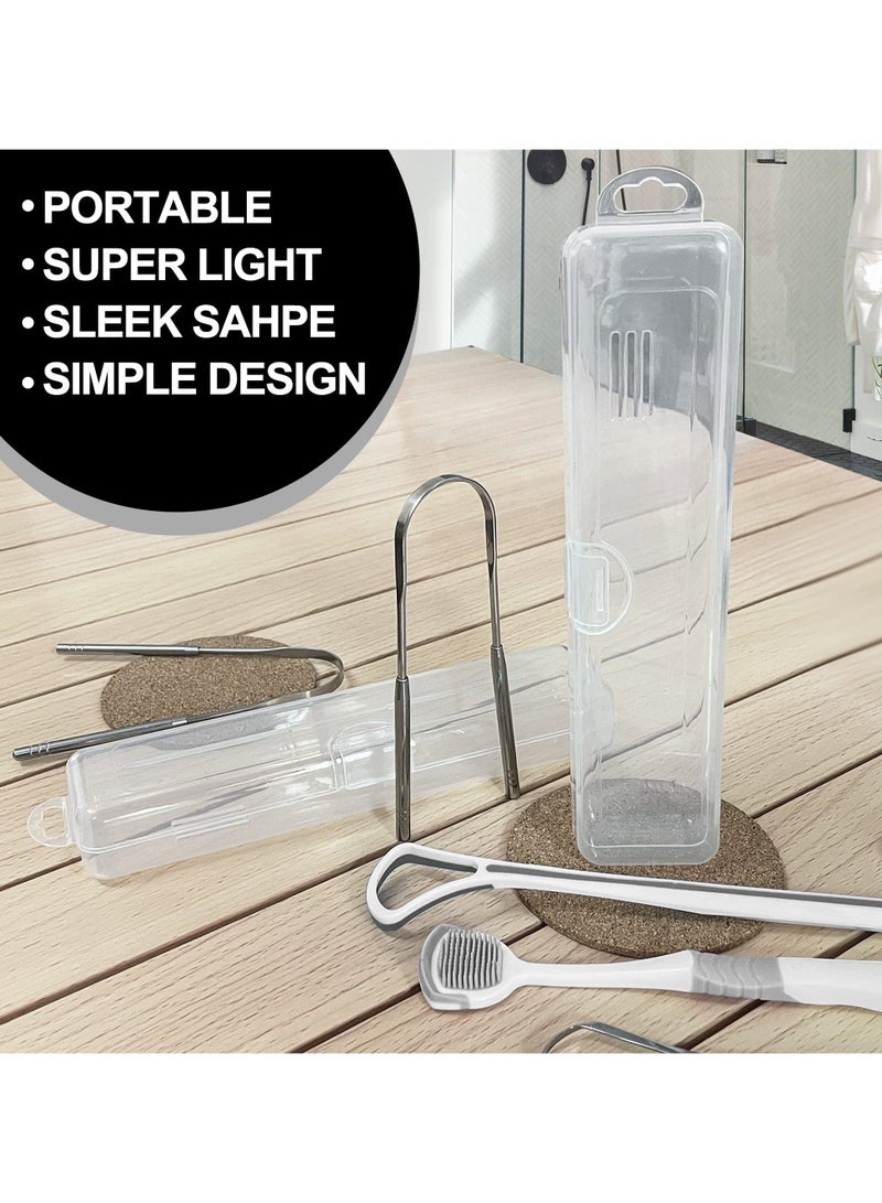 SYOSI 2 Pcs Tongue Scraper Cases, Travel Cases for Clear Storage Boxs Scraper/Dental Floss/Toothbrush/Chopsticks/Stationery Transparent Organize Home Use