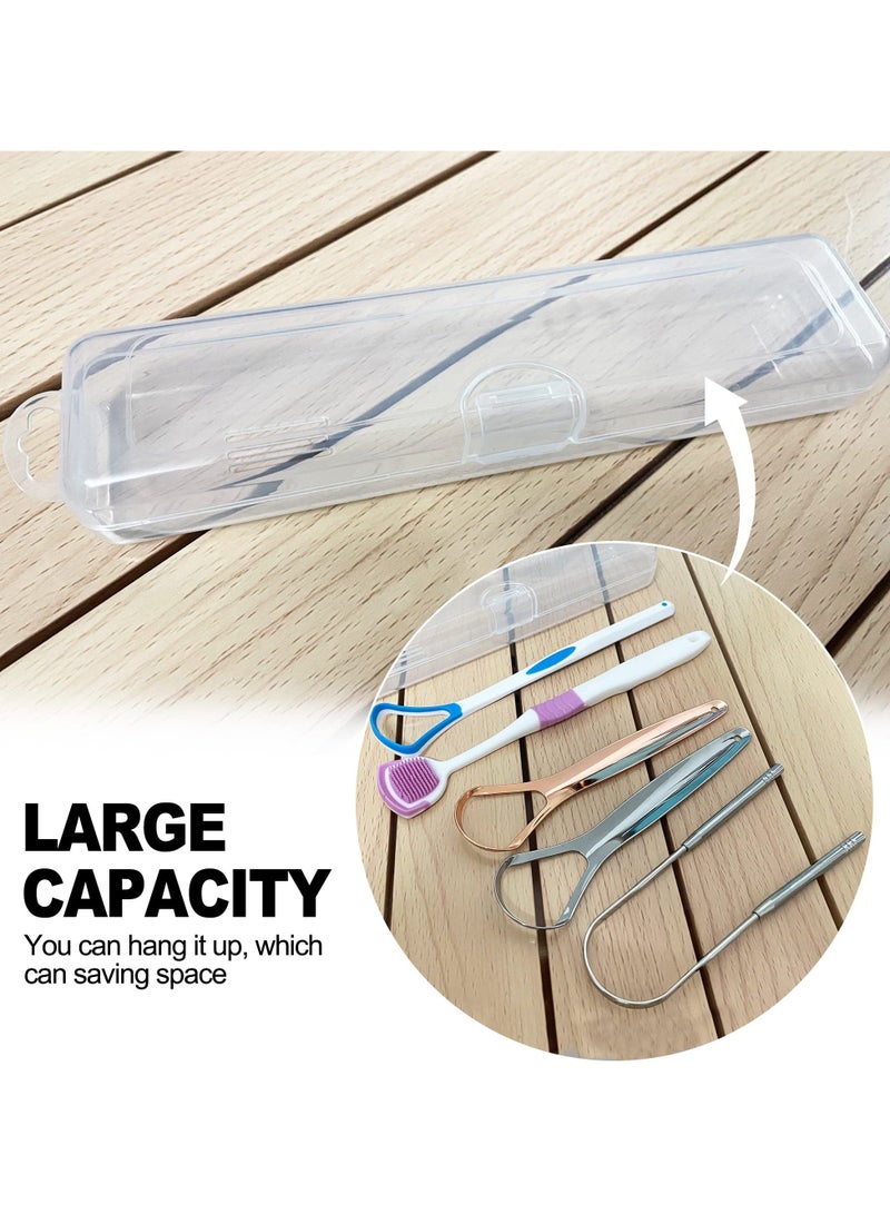 SYOSI 2 Pcs Tongue Scraper Cases, Travel Cases for Clear Storage Boxs Scraper/Dental Floss/Toothbrush/Chopsticks/Stationery Transparent Organize Home Use