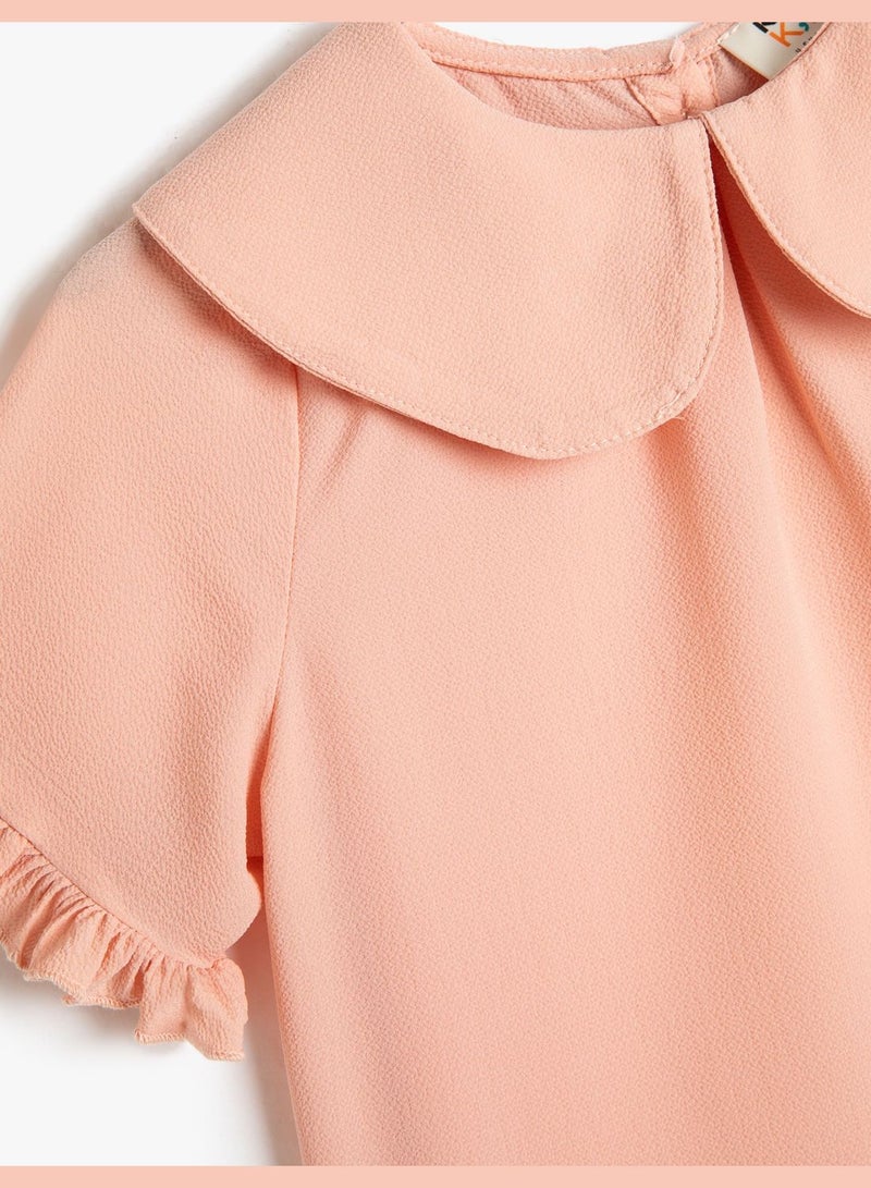 Peter Pan Blouse Ruffle Detail Short Sleeve