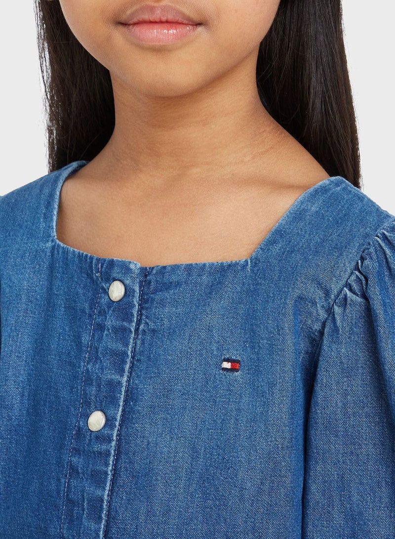 Youth Square Neck Denim Shirt