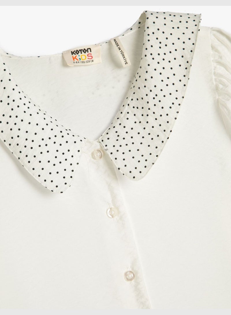 Shirt Peter Pan Neck Polka-Dot Detail Half Sleeve Viscose Fabric