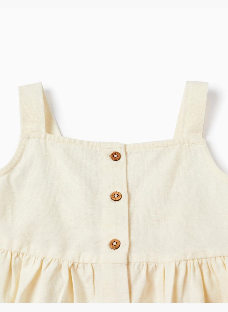 Zippy Strappy Top In Cotton And Linen For Girls