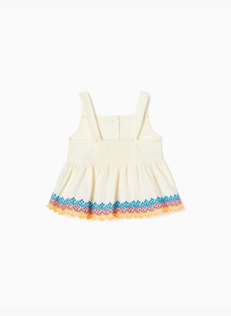 Zippy Strappy Top In Cotton And Linen For Girls