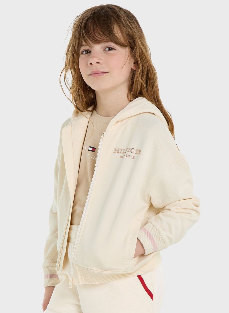 Kids Logo Zip Through Hoodie