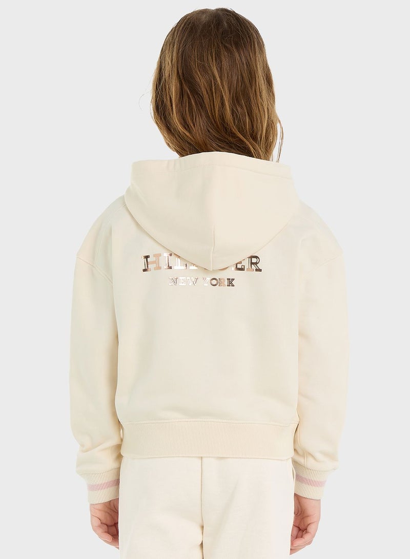 Kids Logo Zip Through Hoodie