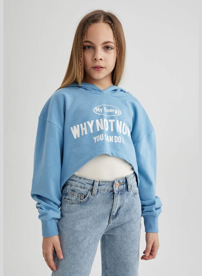 Girl Sweatshirt Oversize Fit Hooded Long Sleeve