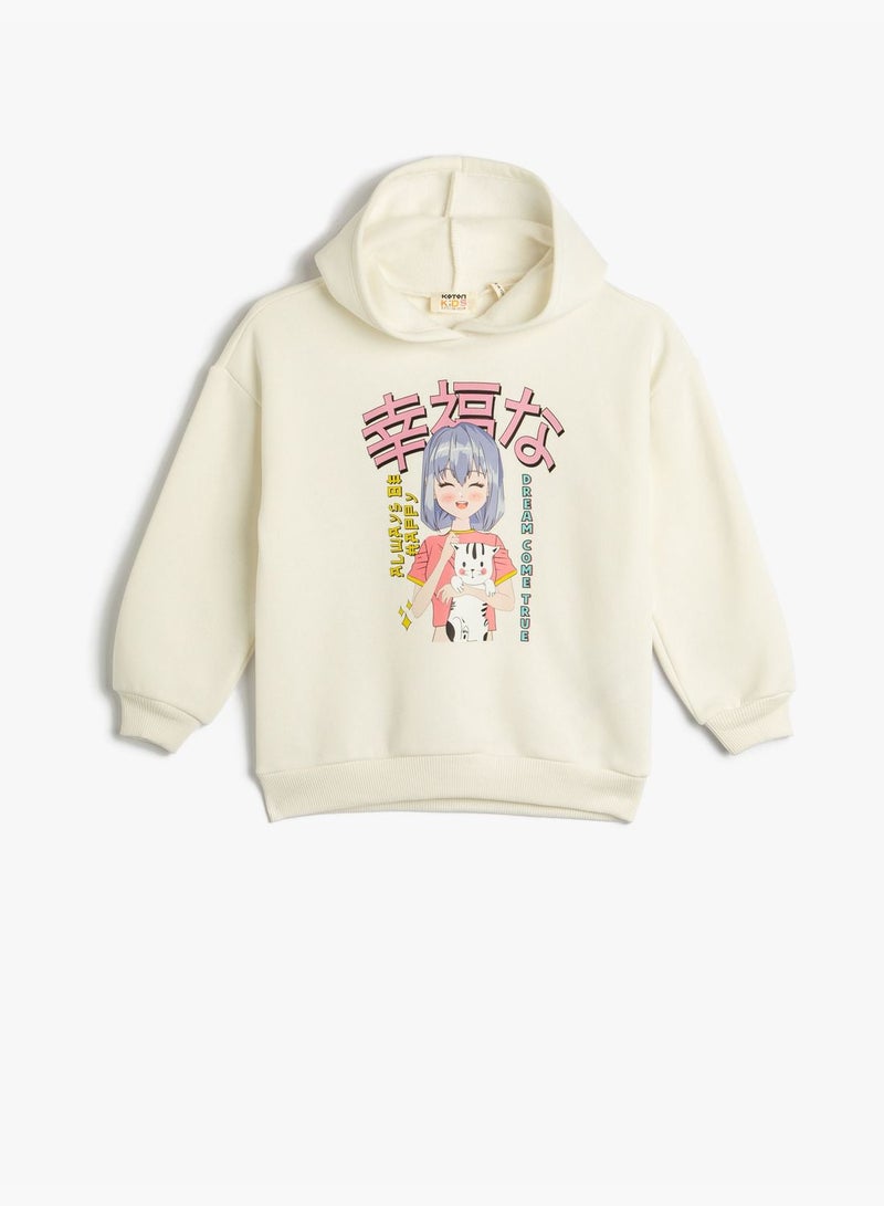 Hoodie Long Sleeve Anime Printed Brushed Interior