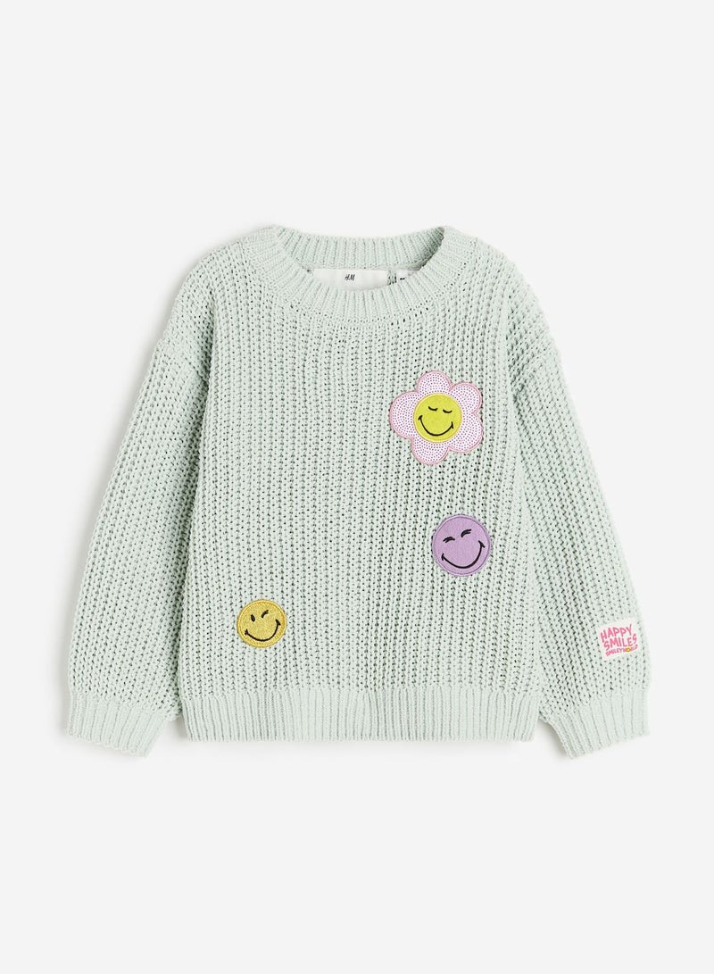 Kids Flower Print Knitted Sweater