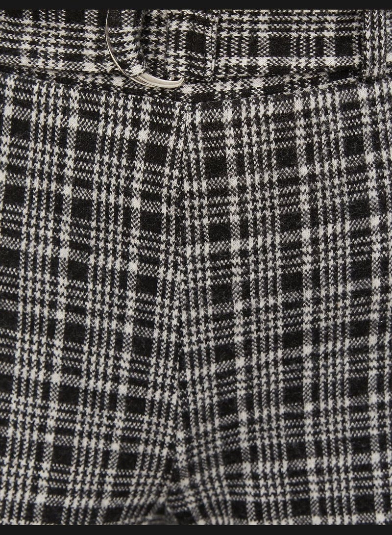 Wide Leg Check Trousers