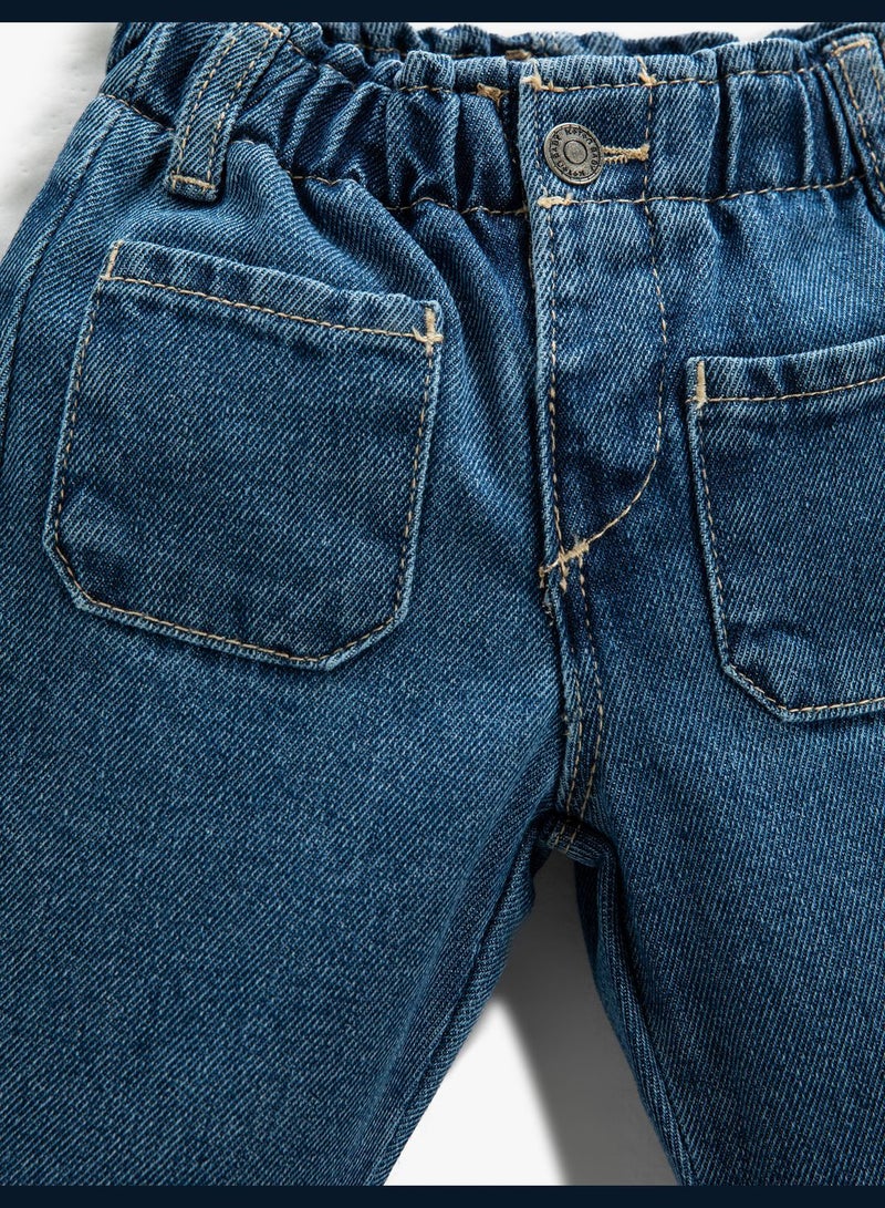 Jean Double Patch Pocket Detail Elastic Waistband