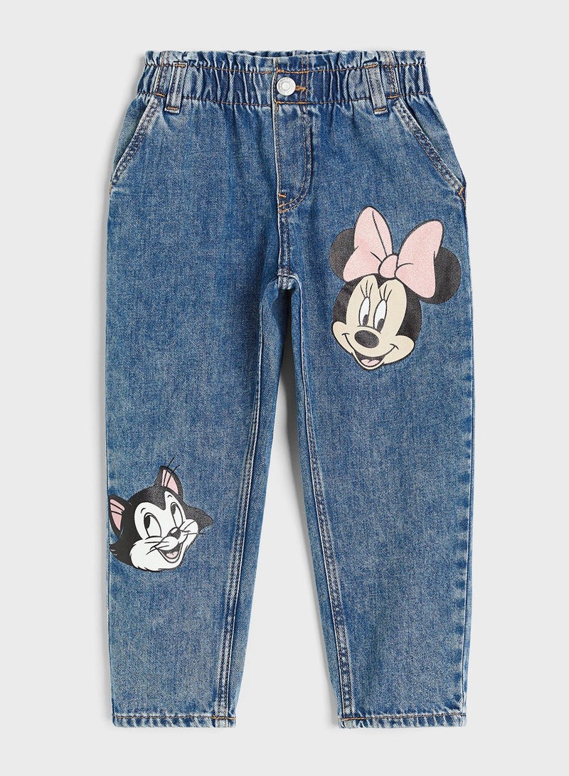 Kids Minnie Print Relaxed Fit Jeans