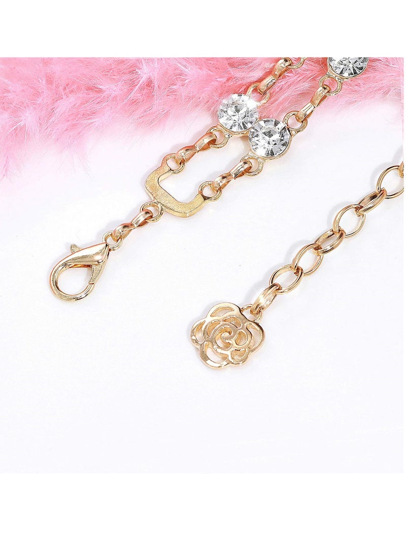 Double Row Rhinestone Crystal Belt for Women, Sparkling Waistband Belt for Dresses, O Ring Chain Design, Glamorous Gift, S Size