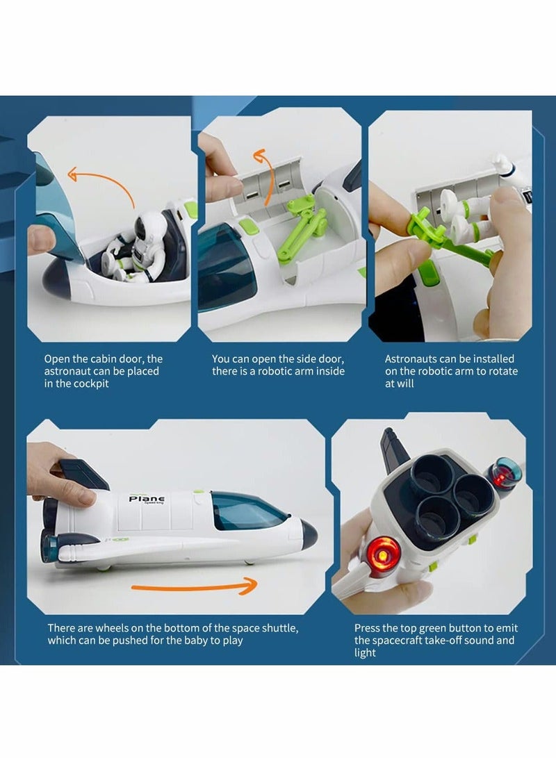 Astronaut Space Ship Play Set, Shuttle Rocket Pretend, City Mars Exploration Toy Kit, Roleplay Spaceship for Boys and Girls, Educational Toys Kids