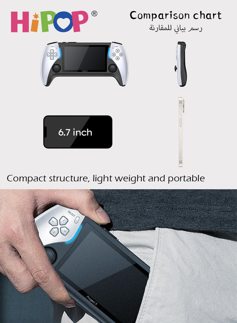 Handheld Games Console with 2000+ Games,Support MP4 Mode,E-books and Music Playback,4.3 Inch HD Screen Retro Arcade Games,2500mAh High-Capacity Battery,Video Game Consoles for Kids
