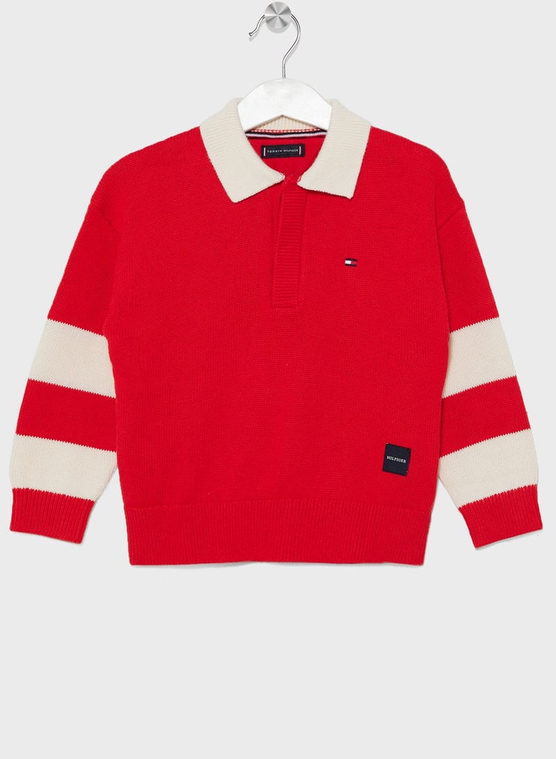 Kids Color Block Rugby Sweater