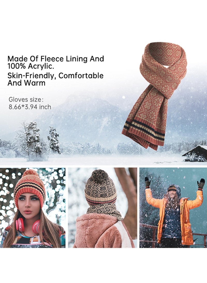 Winter Beanie Hat, Touchscreen Gloves, and Neck Warmer Scarf Set - Fleece Lined Skull Cap for Women, 3PCS