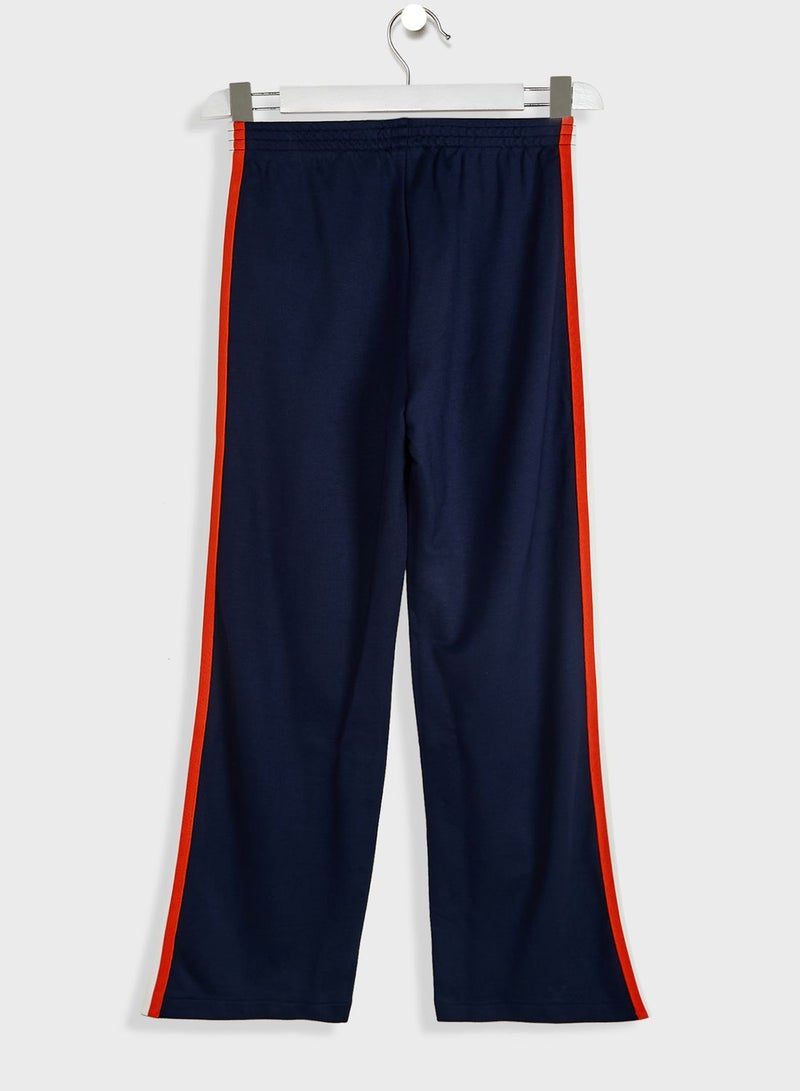 Kids Contrast Bands Stretch Track Pants