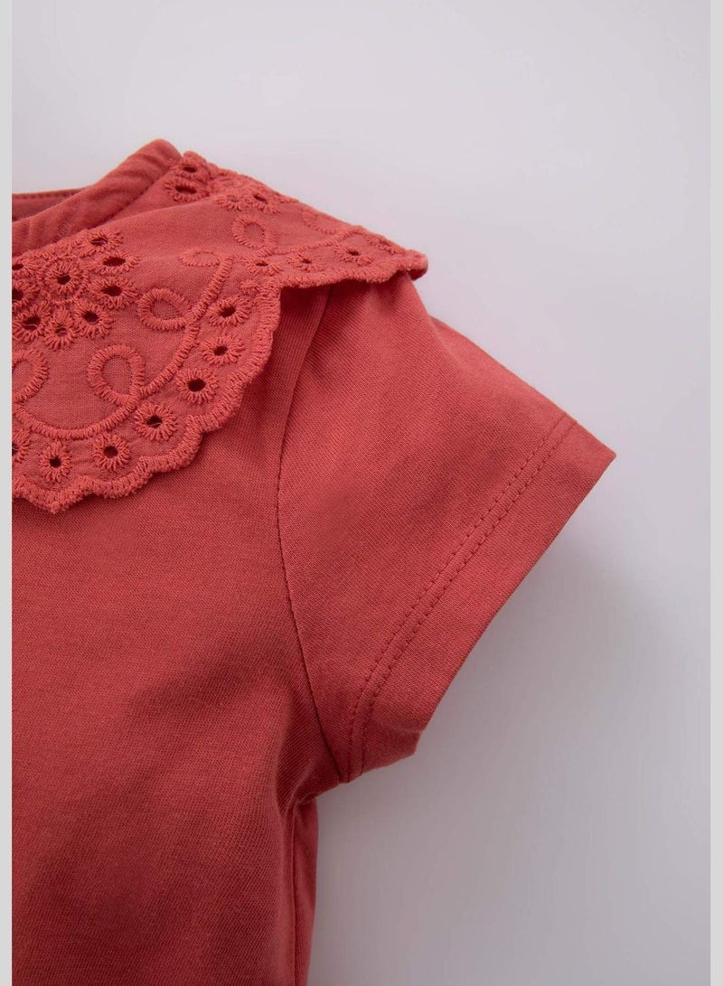 BabyGirl Big Neck Knitted Short Sleeve Body