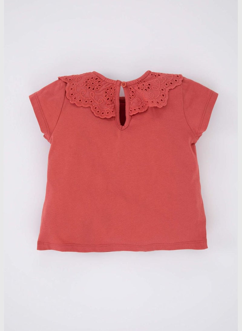 BabyGirl Big Neck Knitted Short Sleeve Body