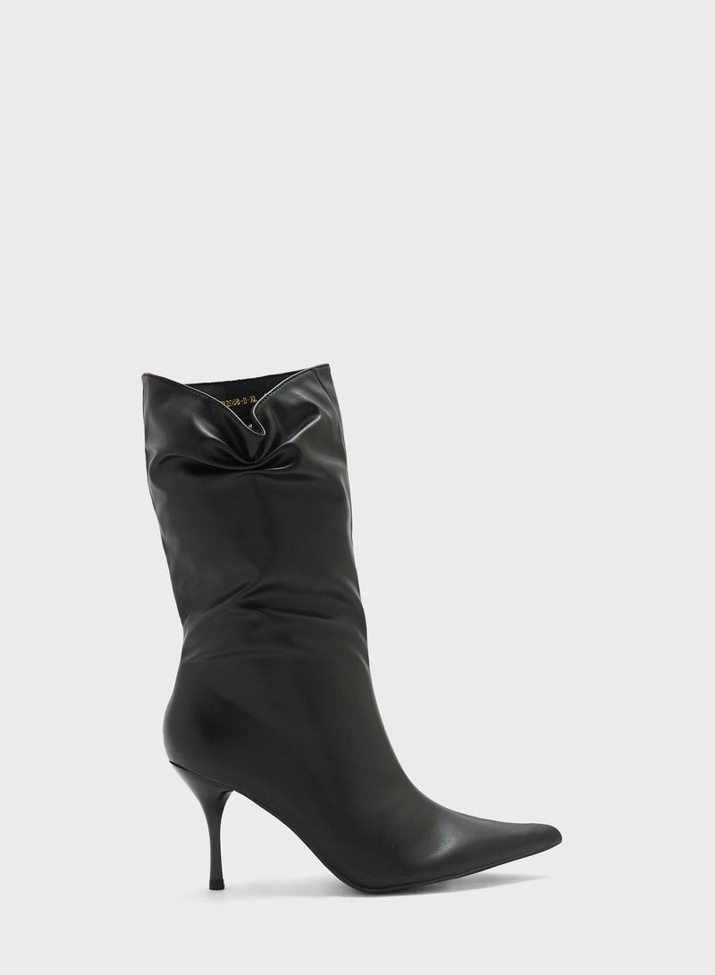 Ruched Pointed Stiletto Boot